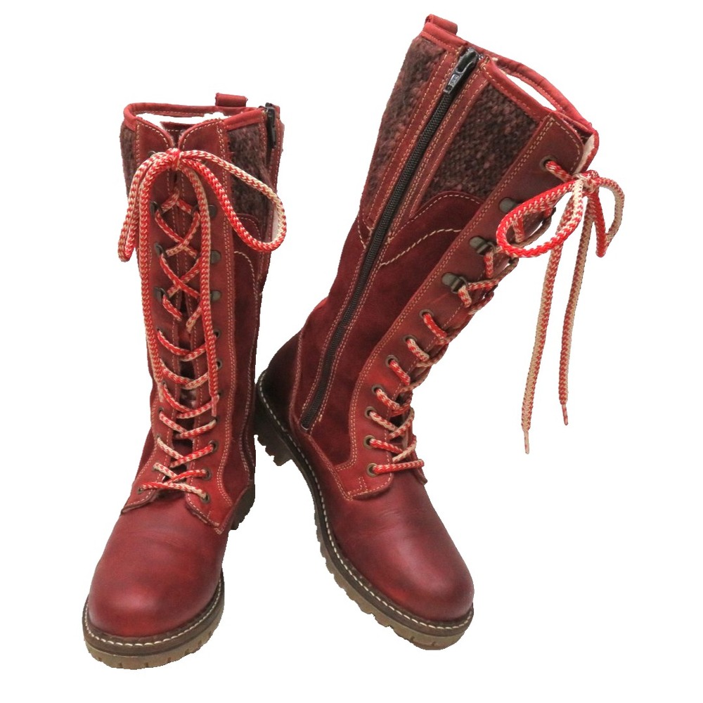 Bos. & Co. Red Lace-Up Knee Boots